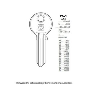 ABUS Ersatzschlüssel für Briefkasten, Vorhänge sowie Möbelschloss Schlüsselserie B1 – B342