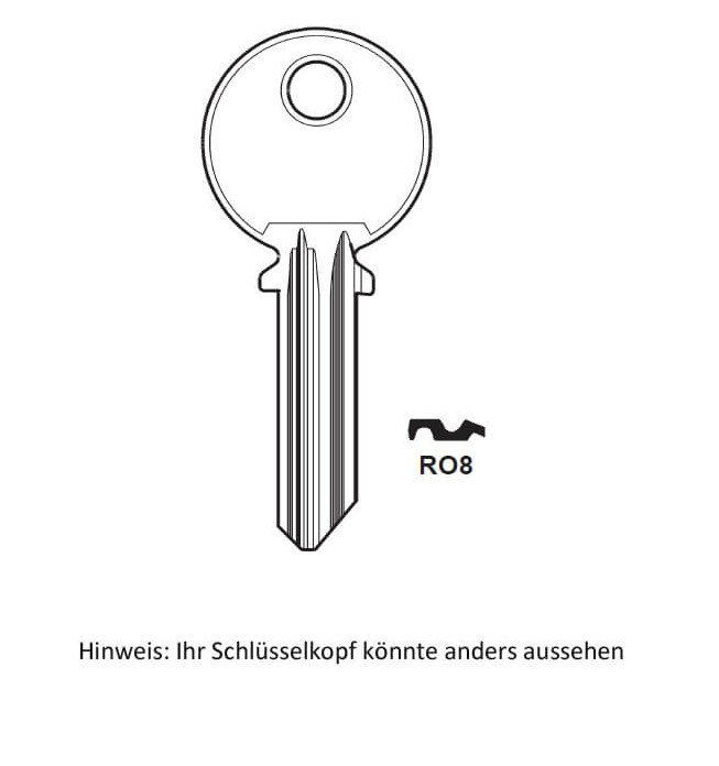 RONIS RO8 Ersatzschlüssel für BrieŅasten, Möbelschloss, Dachbox – Skiträger & KFZ Schlüsselserie 1J1111 – 9J9999