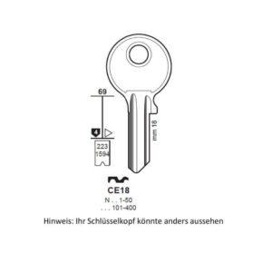 CES Briefkasten, Tür & Vorhangschloss Ersatzschlüssel für Schlüsselserie N1 – N50
