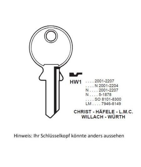 HUWIL & IKEA Ersatzschlüssel für Briefkasten, Vorhang, Möbelschloss Schlüsselserie N2001 – N2207 – Bild 2